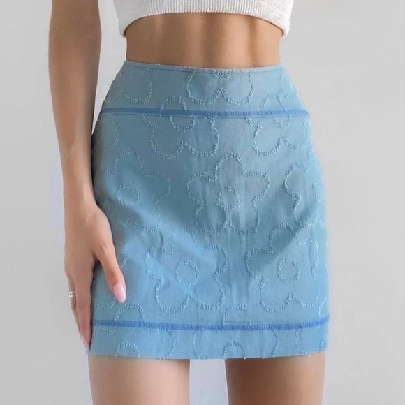 Urban outfitters retro floral textured denim mini micro skirt size XS FESTIVAL - Picture 1 of 5